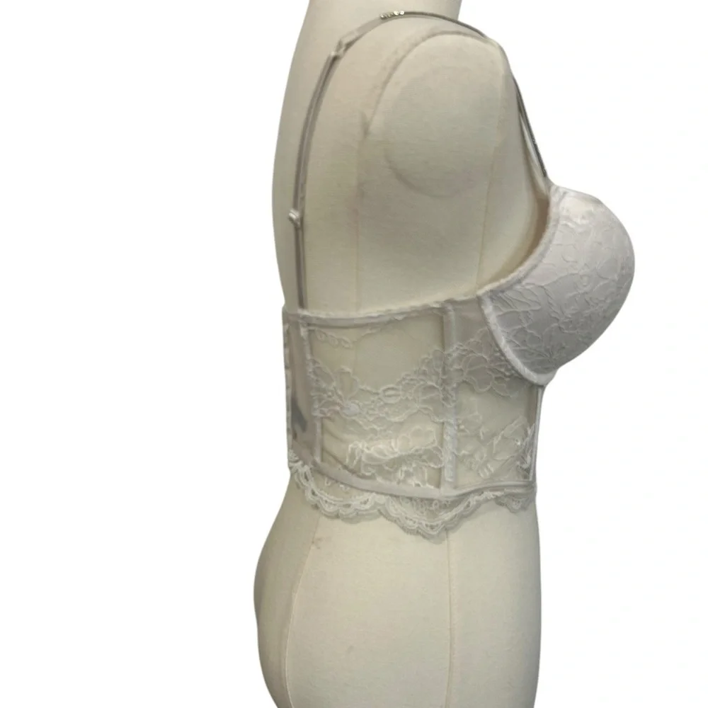 Victoria Secret Bralette Bra Bombshell Push Up White Size 34C Bridal Lace - Picture 4 of 12